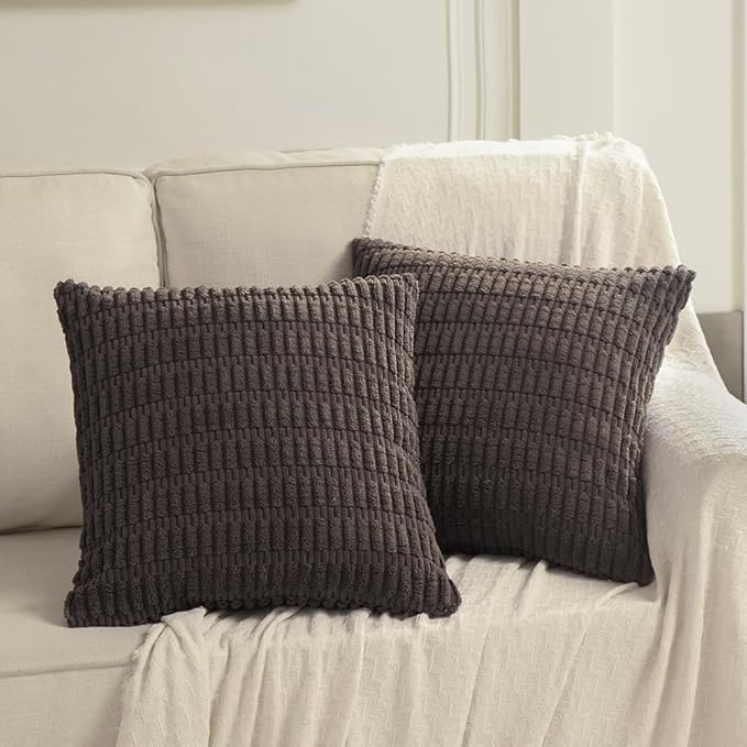 Fancy Homi 4 Packs Decorative Throw Pillow Covers for Living Room Couch Bed, Modern Farmhouse Boho Home Décor Accent Cushion Case, 22" x 22", Dark Brown