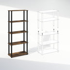 Furinno Turn-S-Tube Storage Shelves Set of 2, 3-Tier Book Shelf, Corner Shelf, Toolless Open Shelves, Square Tubes, for Organization and Storage, Living Room, Garage, Home Office, Amber Pine