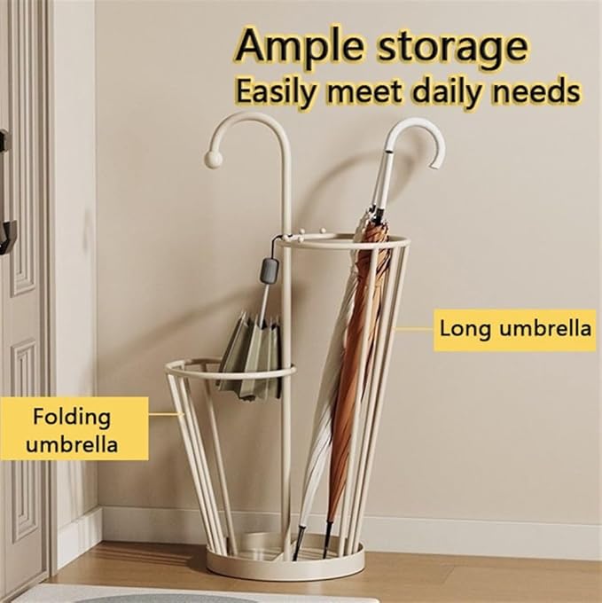 Umbrella Stand, Umbrella Holder, Freestanding Umbrella Basket with Drip Tray, Modern Iron Frame Umbrella Storage, Indoor Umbrella Holder for Entryway(Green)