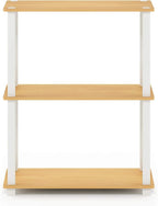 Furinno TURN-S-TUBE Storage Shelves, 3-Tier Book Shelf, Corner Shelf, Toolless Open Shelves, for Organization and Storage, Living Room, Garage, Home Office, Beech