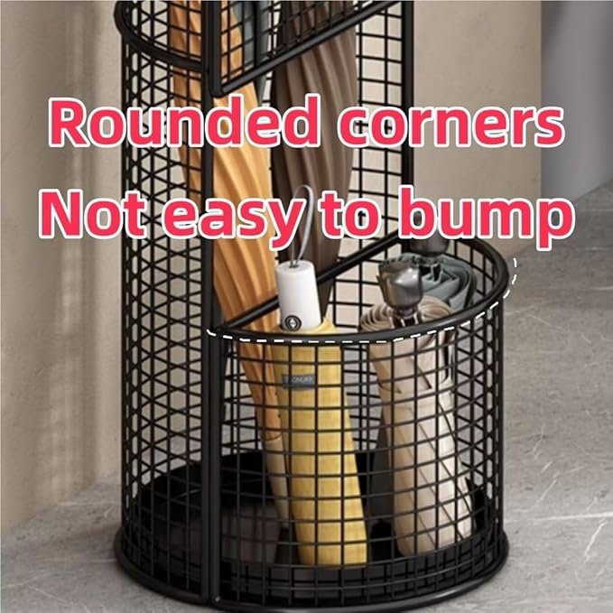 Metal Hollow Drain Rack, Freestanding Umbrella Stand Rack, Umbrella Stand with Water Tray, Multipurpose Umbrella Holder for Entrance, Office(Gold)