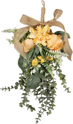 Artificial Floral Teardrop Swag Garland Hanging Flower Teardrop Wreath for Wedding, Orange