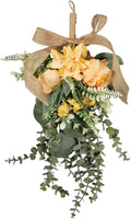 Artificial Teardrop Swag Floral Garland with Silk Flowers Ornament Handmade Reusable Suitable for Home Window, Orange