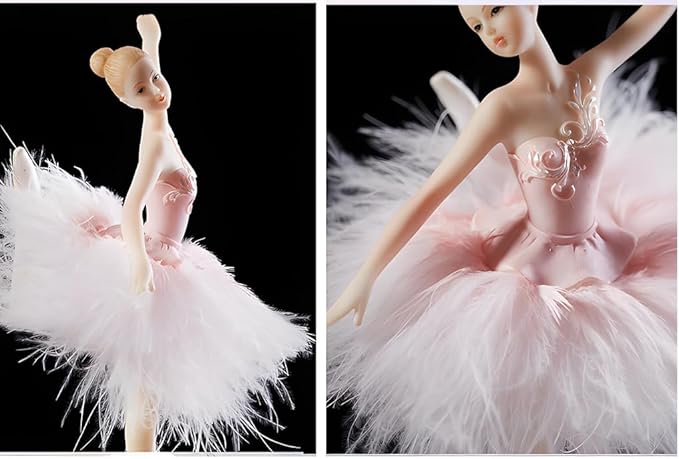 Briskfeel Enchanting Ballerina Music Box Ballerina Rotates with Mechanical Movement - Swan Lake Melody, Feathered Tutu Musical Box for Elegant Home Decor and Gift (6# Ballet Pink)