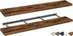 QEEIG Floating Shelves for Wall 55.1" Extra Long - Wall Shelf Bathroom Kitchen Living Room Bedroom Farmhouse Home Decor Display Bookshelf Large 55.1 x 9.3 inch Set of 2, Rustic Brown (008-140BN)