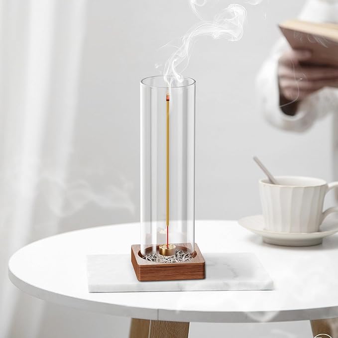 1 Pack Incense Holder for Sticks, Insence-Stick Holder Ash Catcher with Removable Glass, Anti-Ash Flying Mess-Free Incense Burner Holder, Perfect for Meditation Yoga Relaxation, Home Decor
