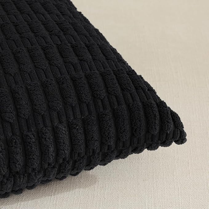 Fancy Homi 4 Packs Decorative Throw Pillow Covers for Living Room Couch Bed, Modern Farmhouse Boho Home Décor Accent Cushion Case, 24" x 14", Black