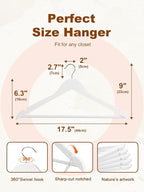 HOUSE DAY White Wooden Hangers 10 Pack, Solid Wood Hanger with Non Slip Pant Bar, Heavy Duty Wooden Coat Hanger for Closet, Smooth Finish Wood Clothes Hangers for Shirts, Suits Jackets, Dress