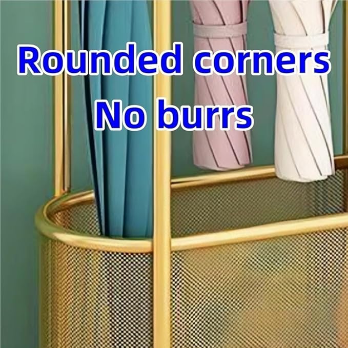Metal Umbrella Holder, Umbrella Rack with Non-slip Pads, Umbrella Stands with Hook, Freestanding Umbrella Basket for Entryway, Living Room(Black)
