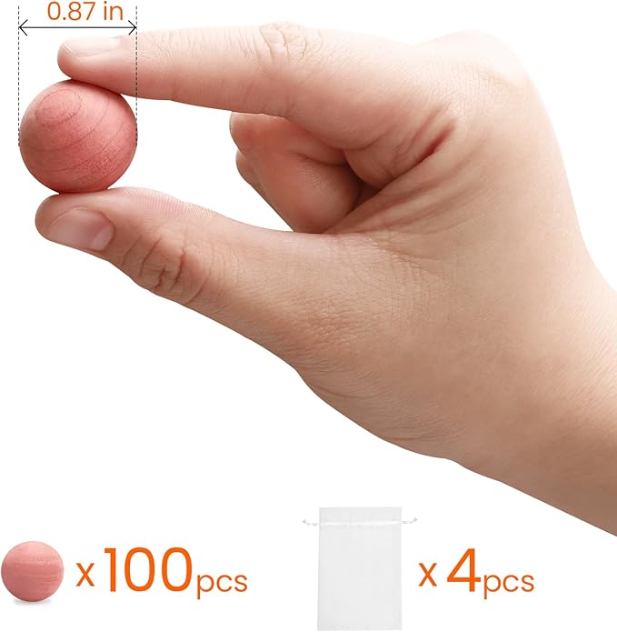 Homode Cedar Balls, Cedar Blocks for Clothes Storage, 100 Pcs Cedar Balls for Closets and Drawers, Scented Cedar Wood Chips Cedar Closet Freshener