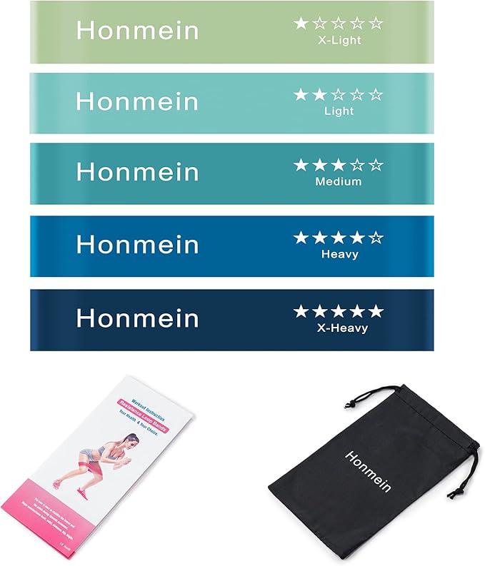 Resistance Bands for Working Out, Exercise Bands with 5 Resistance Levels Fit for Home Fitness, Strength Training, Natural Latex Resistance Band Include Instruction Guide and Carry Bag