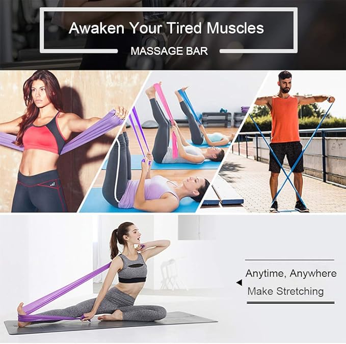 Resistance Bands Set, 3 Pack Professional Latex Elastic Bands for Home or Gym Upper & Lower Body Exercise, Physical Therapy, Strength Training, Yoga, Pilates, Rehab, Blue & Purple & Pink