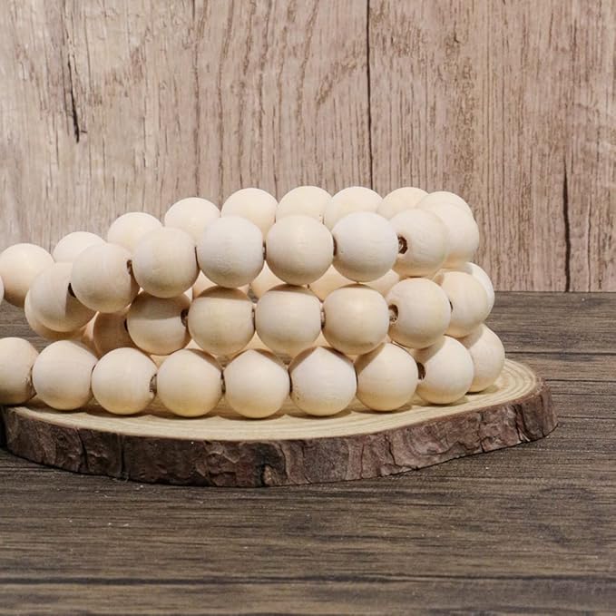 Sivya 3Pcs Farmhouse Beads Wood Bead Garland with Tassels
