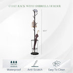 Metal Umbrella Stand with Coat Rack,Modern Umbrella Holder for Entryway,Freestanding Umbrella Rack with Marble Base,Tall Umbrella Storage for Indoor Outdoor Patio(66.9″, Gold White)