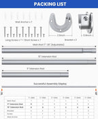 Closet Rods for Hanging Clothes, 17 to 84 Inches Stepless Adjustable Metal Closet Rod, 1.3 Inches Heavy Duty Clothes Hanging Rod for Closet Wardrobes Laundry RV, Silver