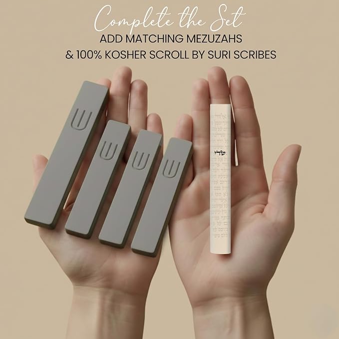 SURI Mezuzah for Door with Scroll – 7 Inch Modern Mezuzah Case with Non Kosher Scroll Included, Fits up to 6” Scroll, Easy Adhesive Installation, Gift Box Included