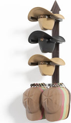 Cowboy Hat Rack for Wall, Cowboy Hat Holder Wall Mount Holds up to 4 Hats, Wooden Western Rustic Metal Hat Hanger with Arrow Sign Board, Hat Organizer for Western Hat, Fedora, Sun Hats (1 pack)