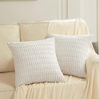 Fancy Homi 4 Packs Decorative Throw Pillow Covers for Living Room Couch Bed, Modern Farmhouse Boho Home Décor Accent Cushion Case, 18" x 18", White