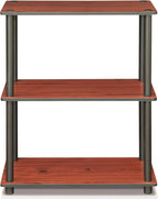Furinno TURN-N-TUBE Storage Shelves, 3-Tier Book Shelf, Corner Shelf, Toolless Open Shelves, for Organization and Storage, Living Room, Garage, Home Office, Dark Cherry