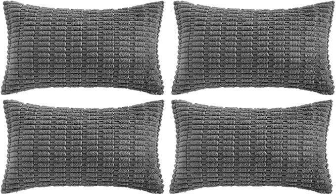Fancy Homi 4 Packs Decorative Throw Pillow Covers for Living Room Couch Bed, Modern Farmhouse Boho Home Décor Accent Cushion Case, 20" x 12", Dark Gray