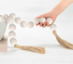 OMISHE 76" Long Extra Large Wood Bead Garland with 1.6" Diameter Wooden Beads and Tassels, Rustic Farmhouse Country Decorative Beads for Home Tiered Tray Decor, Rustic White