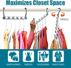 Wonder Hanger Max 20-Pack Space Saving Hangers, Reinforced Hooks Swivels 360°, Cascading Hanger, College Dorms & Storage Closet Organizer, Fully Assembled – Grey