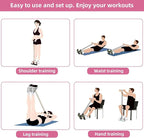Multi-Function Tension Rope – 4 Tube Resistance Bands with Handles – Sit Up Exercise Equipment Home Gym Tummy Trainer for Men Women