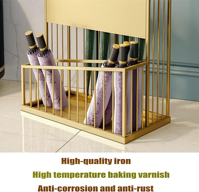 2-Tier Metal Umbrella Stand, Large-Capacity Commercial Umbrella Holder, Anti-Odor, Stable Base, Black Iron