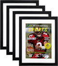 Goldfinch 4 Packs Sports Magazine Frames Displays Magazines Measuring 8.5 x 11.25 or 8.25 x 11 inches with Double White Core Matting, Deep Frame Moulding, with Installed Hangers