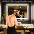 LOAAO 40"x28" LED Bathroom Mirror with Lights, Anti-Fog, Dimmable, Backlit + Front Lit, Lighted Bathroom Vanity Mirror for Wall, Memory Function