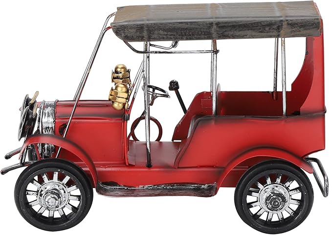 Antique Car Model, Vintage Retro Metal Car Toy, Iron Craft Desktop Ornament with Warm Finish, Decorative Collectible for Home Office Bar Display