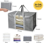 BALEINE 4-Pack Oversized Moving Bags with Reinforced Handles, Heavy-Duty Storage Tote Moving Supplies for Packaging, Camping (Gray w/Window, 4-Pack)