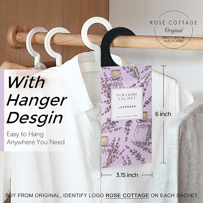 Rose Cottage Large 12 Packs Closet Deodorizer Freshener Closet Air Freshener Home Scented Sachets Room Freshener Scents Air Freshener Closet Odor Eliminator 4 Scents Floral