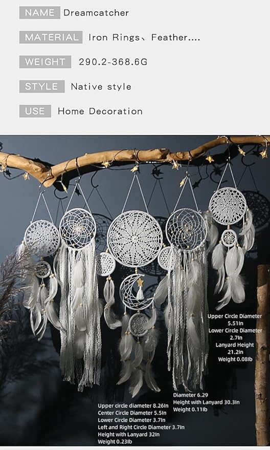5 Pack Bohemian Ornaments,Dreamcatcher Gift Boho Native American Decor, Handmade Dreamcatcher for Girls, Boys, Adults, Kids Room,Witchy Gifts (Camel)