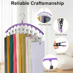 Legging Organizer for Closet, Metal Yoga Pants Hanger w/Rubber Coated 1 Pack w/10 Clips Hold 10 Leggings, Hangers Space Saving Hanging for Closet Organizers and Storage-Purple