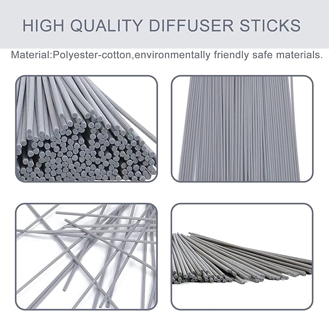 HOSSIAN 50PCS Reed Diffuser Sticks-7.5Inch Grey Diffuser Sticks-Fragrance Decor for Office and Home-Diffuser Oil Sticks Refill