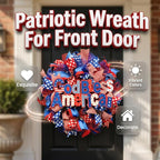 Patriotic Wreaths for Front Door, 250 Anniversary Decorations 4th of July Decorations Outdoor, Handcrafted Memorial Day Wreaths, Festival Celebration USA Flag Printed Wreath (F)