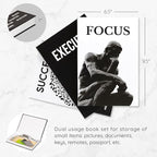 Motivational Desk Décor Set of 3 Decorative Books for Modern Home Office Decor Shelf Aesthetic Black & White Faux/Fake Books for Decoration Minimalist Book Box for Coffee Table Bookshelf TV Stand