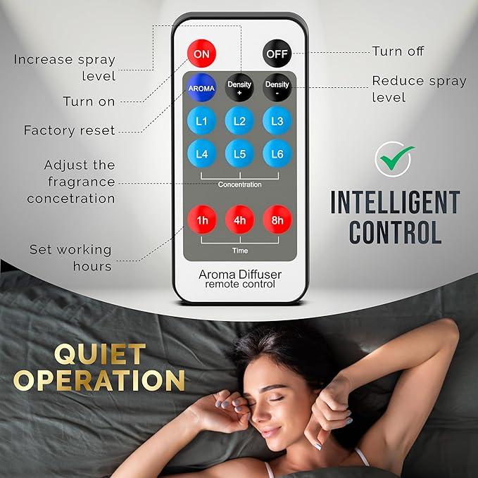 Luxury Essential Oil Diffuser – Waterless Oil Diffuser for Essential Oils - Scent Diffuser for Home & Hotel - Covers up to 1000 sq. ft. with Bluetooth App Control (Silver)