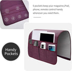 Sofa Armrest Organizer, Remote Control Holder for Recliner Couch, Arm Chair Caddy with 6 Pockets for Magazine, Tablet, Phone, iPad