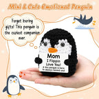 Belatelove Birthday Gifts for Mom from Daughter Son, Handmade Crochet Mini Penguin Mother's Day for Mama Mother in Law Bonus Step Mom, Funny I Love You Gift for Moms Small Easter Decor