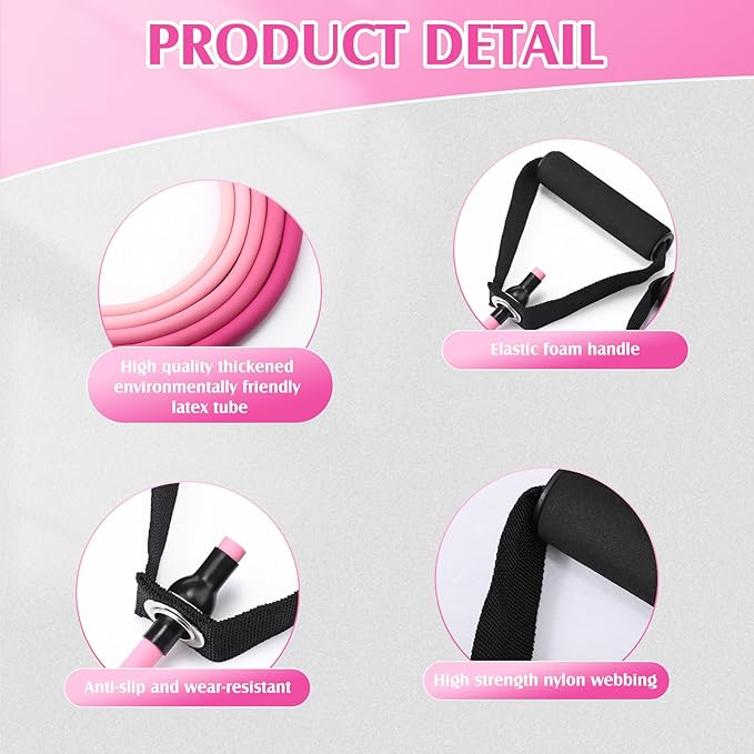 Shappy 10 Pcs Resistance Bands with Handles Exercise Stretch Bands for Exercise Woman Man Training Physical Therapy Workouts Fitness
