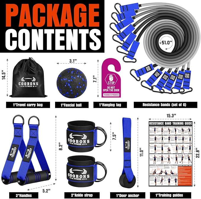 Heavy Resistance Bands for Working Out, 300LBS Exercise Bands with Handles, Workout Bands for Men, Weight Fitness Bands Set for Muscle Training, Strength, Slim, Yoga, Home Gym Equipment