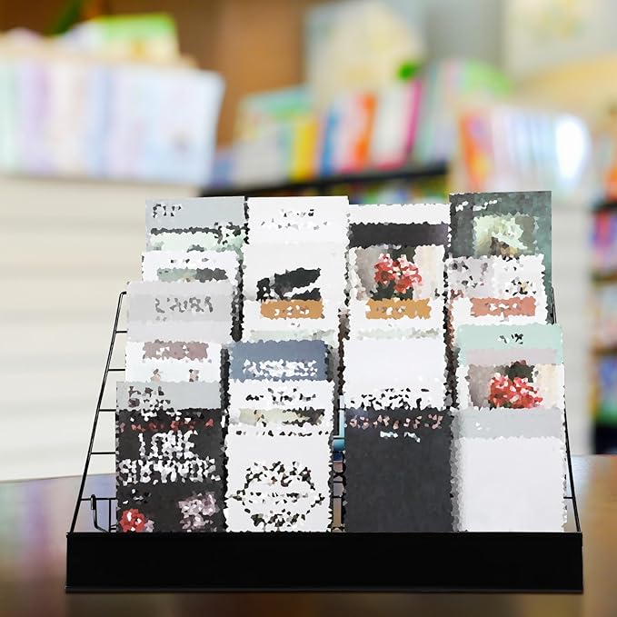 Queekay 6 Tier Wire Countertop Rack black Comic Book Holders Wide Wire Magazine Rack Tabletop Display Stand for Table Top Book Brochure Literature Comic Greeting Card Shelf Holder Stand