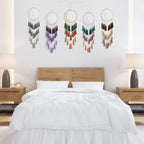 Artilady Macrame Dream Catchers for Bedroom - Tassel Wall Hanging Handmade Dreamcatchers Home Decor with Tassel Feather Ornament Craft Blessing Gift (Mix Brown)