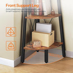 HOOBRO Corner Shelf, 3-Tier Corner Shelf Stand, 40” Tall Ladder Bookshelf, Industrial Corner Display Shelf Plant Stand for Living Room, Kitchen, Home Office, Rustic Brown BF143CJ01