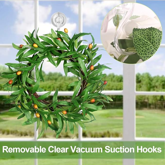 4PCS Wreath Hanger, Suction Cup Hooks With Key Lock, Heavy Duty Shower Hook for Wall Door Glass Window Bathroom, Vacuum Plastic Hooks Hold up to 22 Lbs