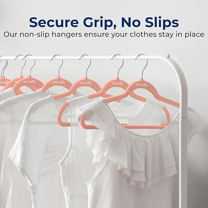 SereneLife 20 Pack Velvet Hangers - Non-Slip Felt Hangers with 360° Swivel Hook - Ultra-Thin, Lightweight, Space Saving for Shirts, Sweaters, Hoodies, Kids Clothes & Dresses
