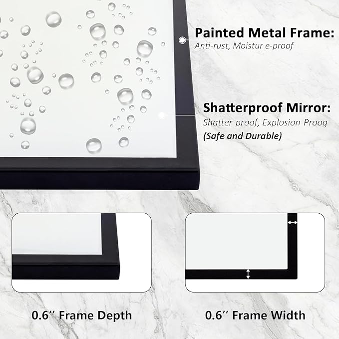 Large Arched Mirror Wall Decor, 40"x28" Black Vanity Mirror, with Antique Metal Frame, Decorative Wall Mirror for Entryway, Bathroom, Living Room, Bedroom
