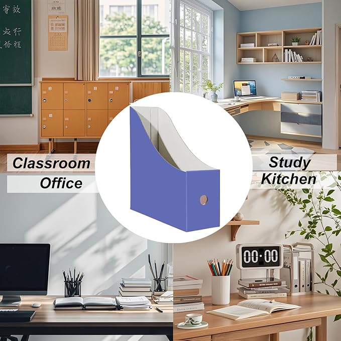 Limitliho 24 Pack Magazine File Holder for Desk, Book Bins for Classroom Library,Office,Home, 10.6" H x 10.2" L x 3.5" W in Cardboard Magazine Organizer (Elegant color)